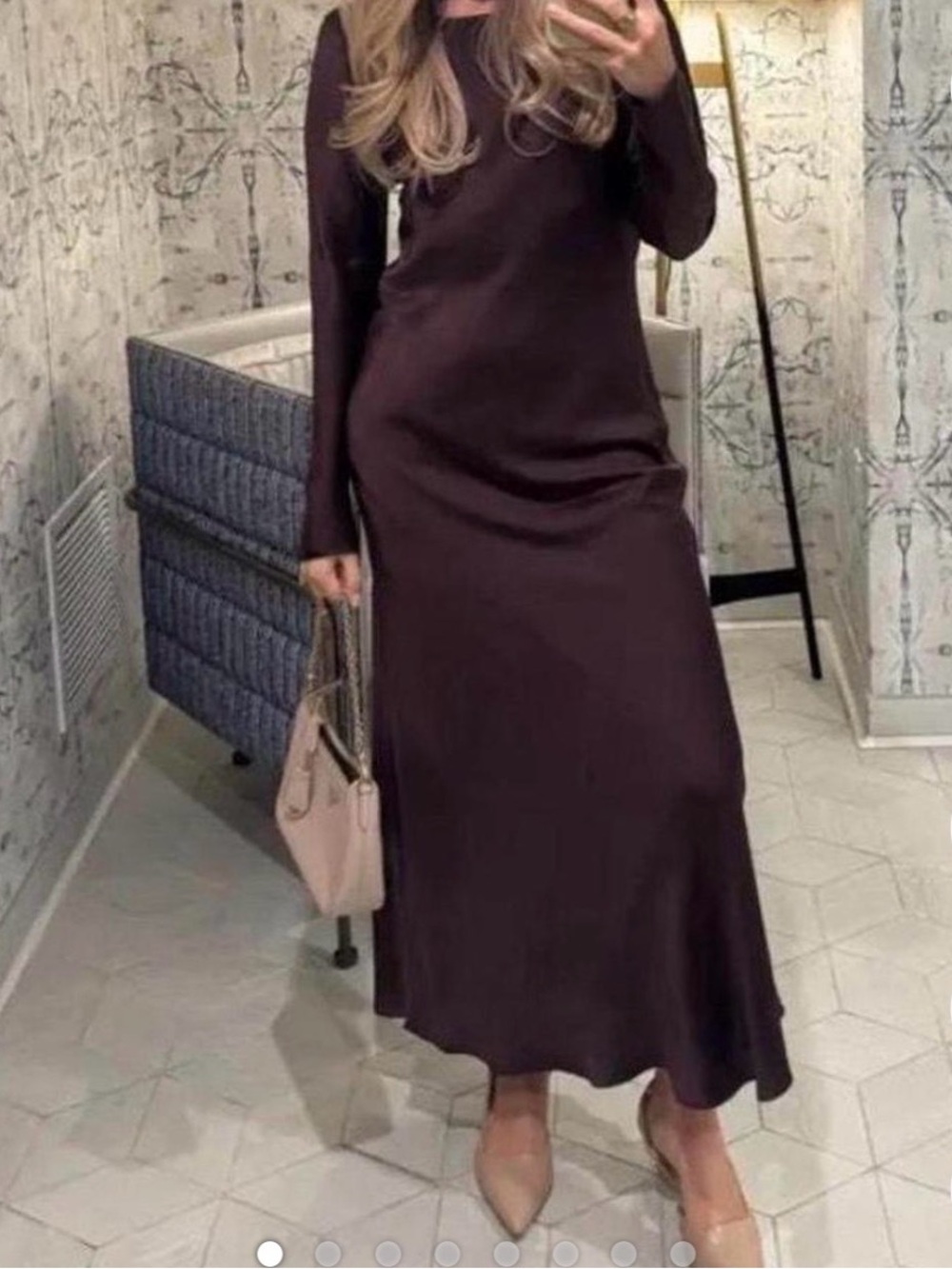 Long-Sleeve Maxi Dress in Dark Brown